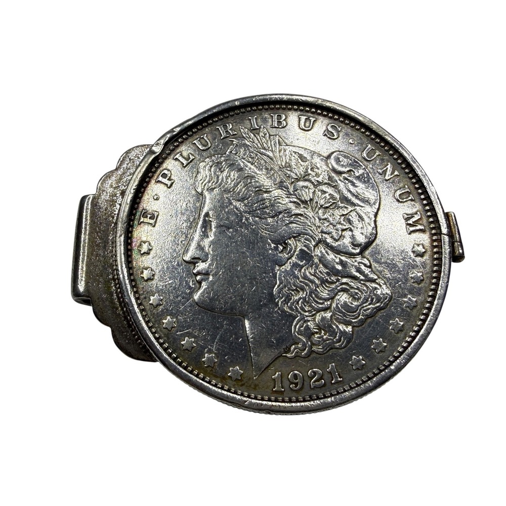 Vintage Anson Sterling Silver 1921 Morgan Dollar Coin Money Clip